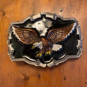 Vintage Flying Eagle Enamel & Brass Buckle